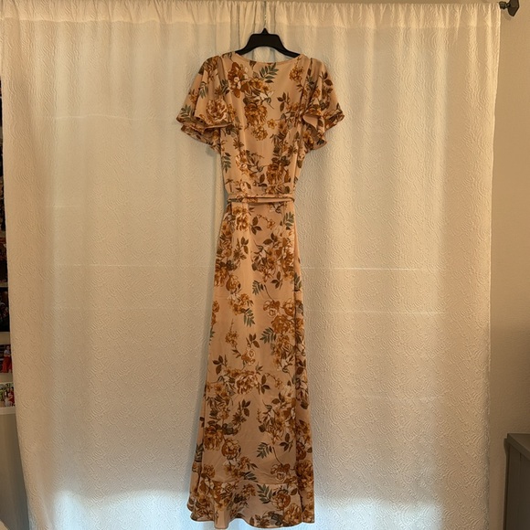 Satin Pink Floral Dress High Low - Picture 6 of 6